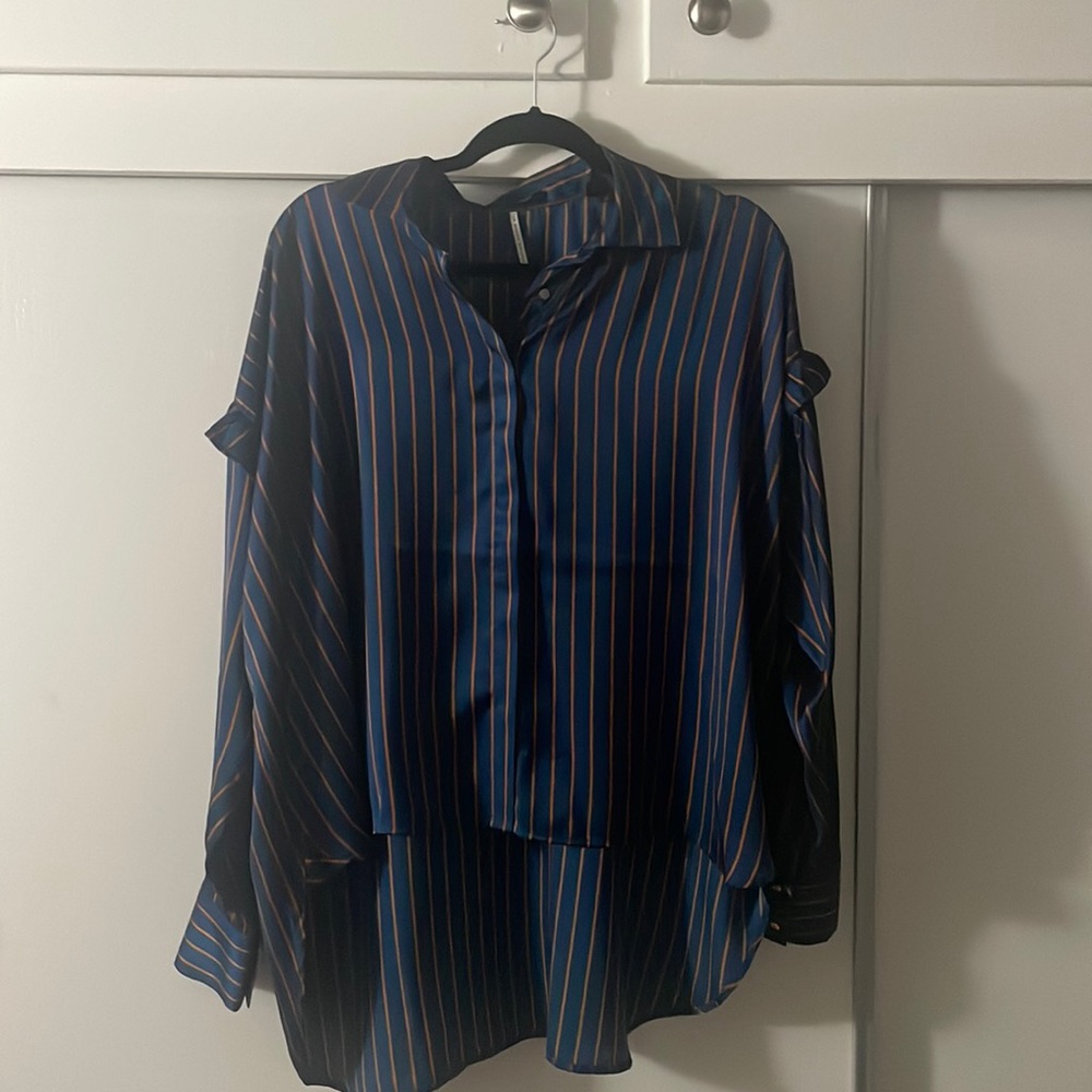 Scotch and soda silk button down, stripe, size m